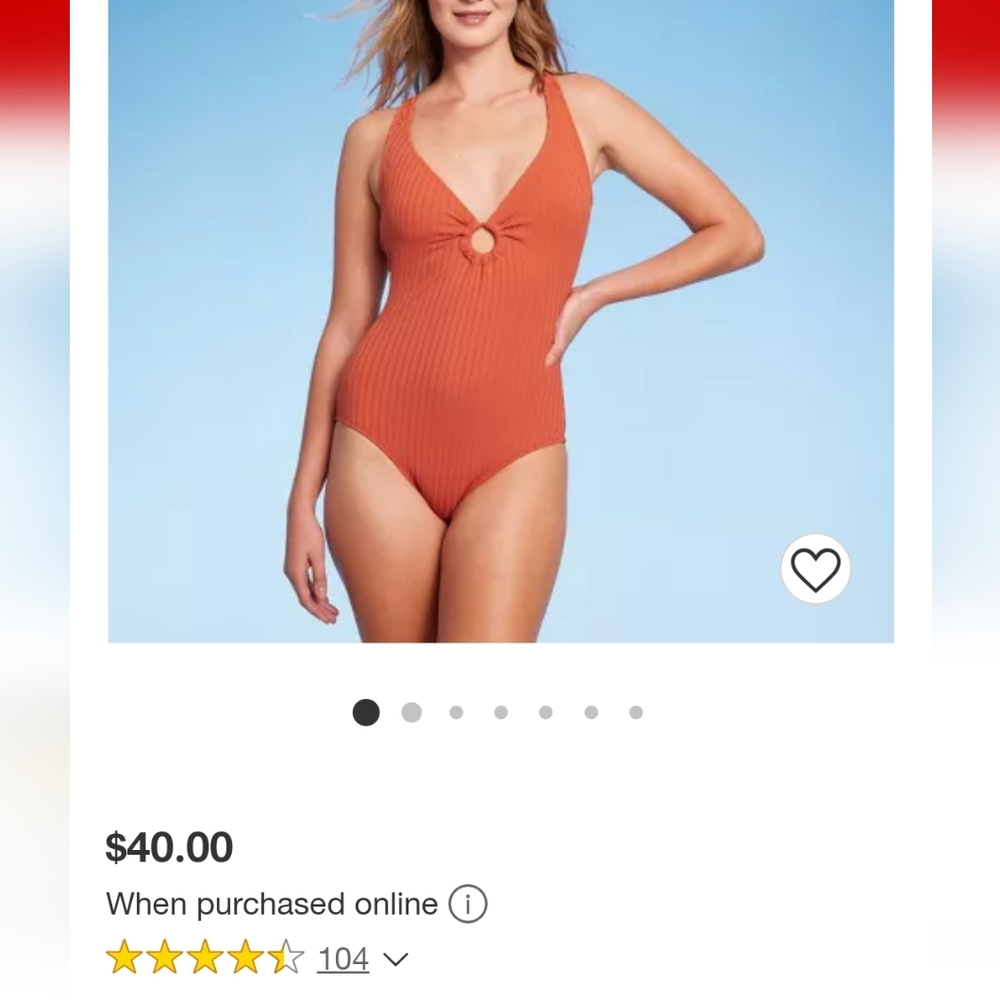 Kona Sol One Piece Orange Bathing Suit Size Small